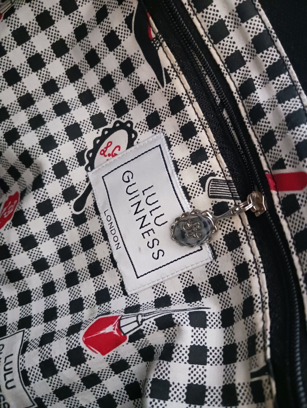Lulu Guinness London Pin Up Girl Blavk Canvas Tote Bag - Picture 8 of 8